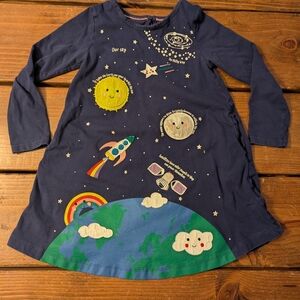 Mini Boden Navy Blue Space-Themed Kids Dress
